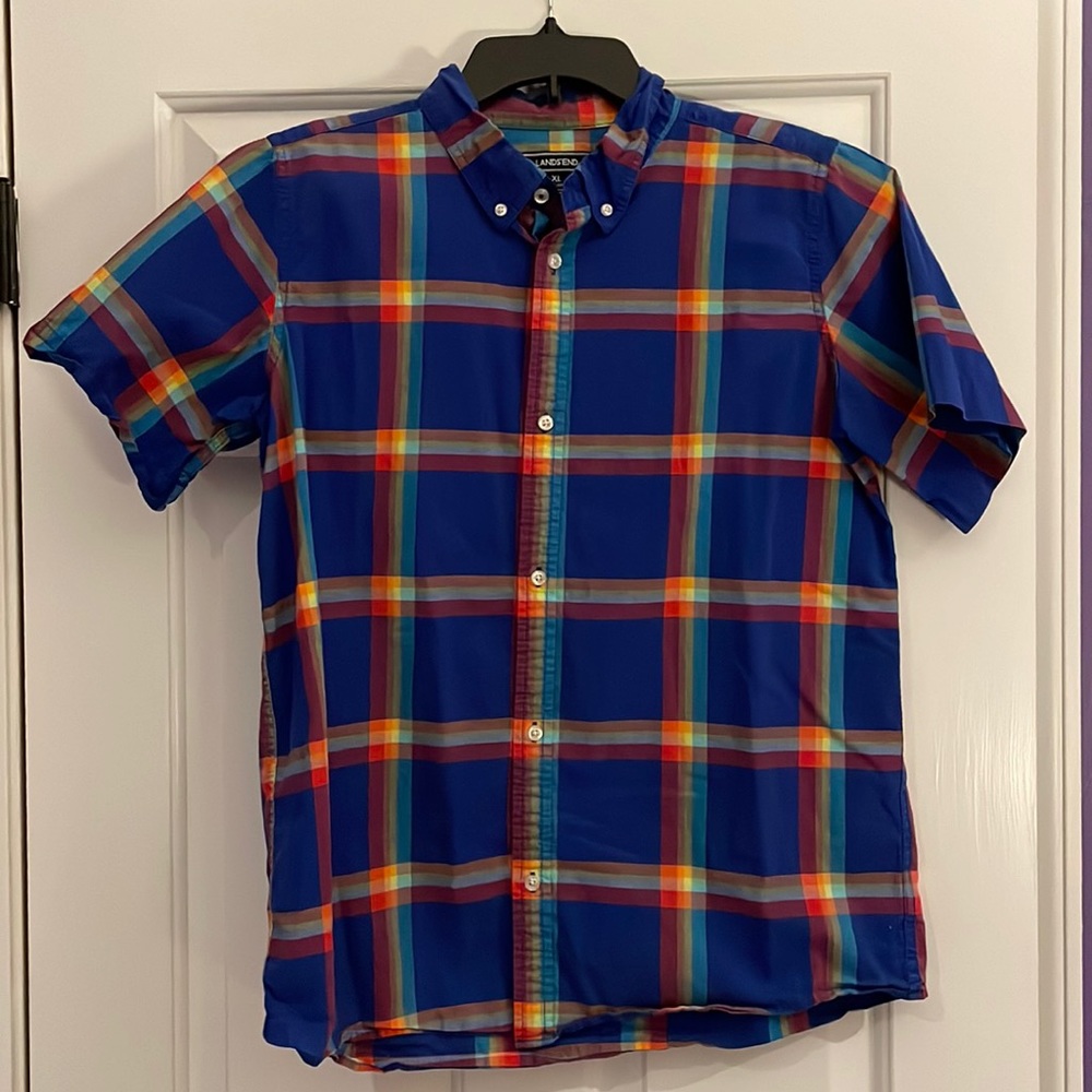 Kids Rainbow Plaid Button-Down